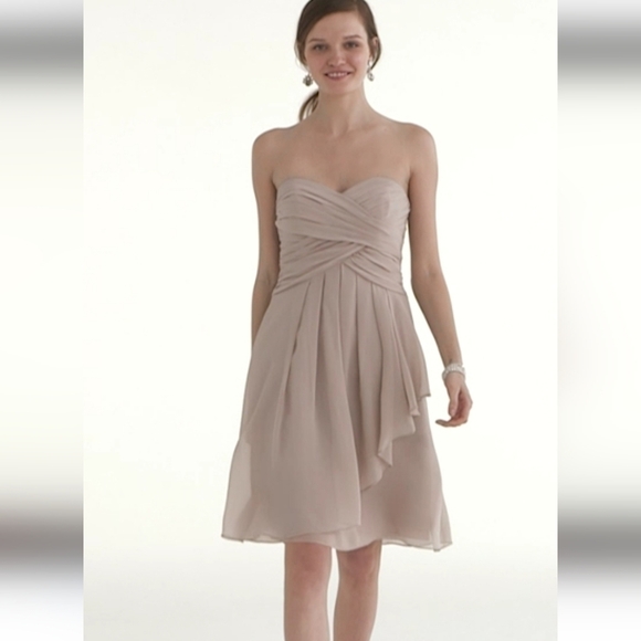 David's bridal NWT strapless crinkle chiffon mini dress. Womens Size 8. NWT! - Picture 13 of 13
